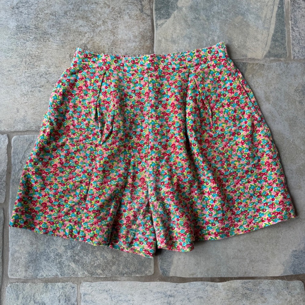 Vintage Lilly Pulitzer White Label Petite Small Floral High Waist Cotton Shorts